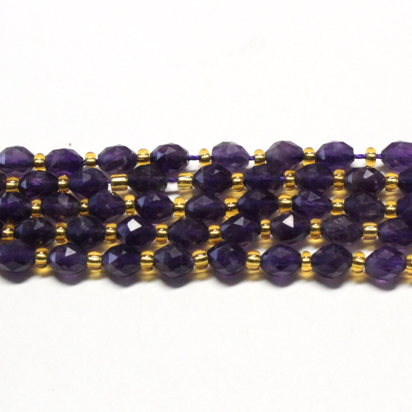 Amethyst Microfaceted Rice Beads / 6 x 4mm / 15 Inch Strand