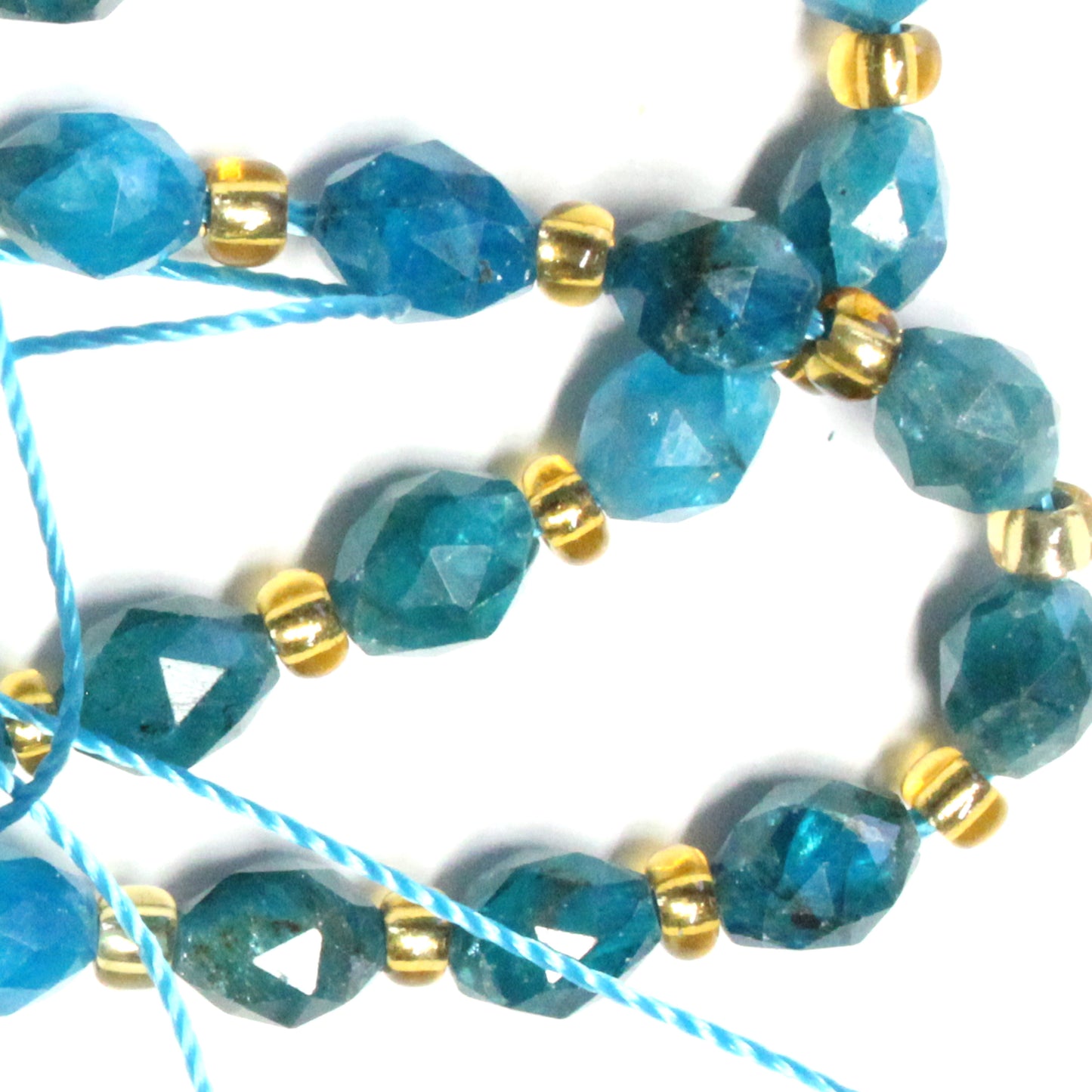 Blue Apatite Microfaceted Rice Beads / 6x4mm / 15 Inch Strand