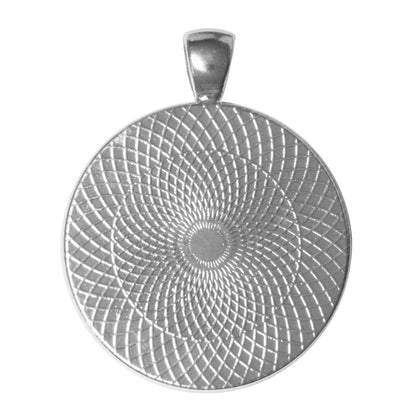 Crosshatch Round Bezel Charm / 30mm ID / bright silver finish / plated zinc alloy