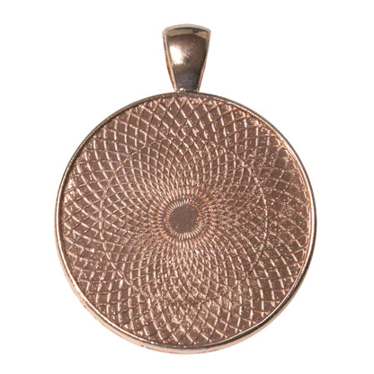 Crosshatch Round Bezel Charm / 30mm ID / rose gold finish / plated zinc alloy