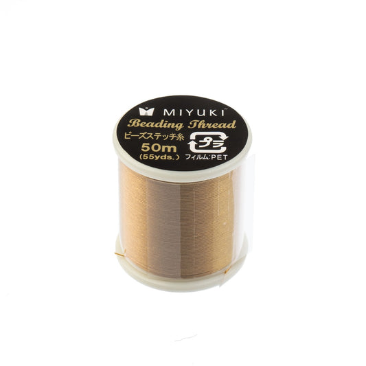 GOLD Miyuki Nylon Beading Thread – 50 m (55 yards) – Premium Pre-Waxed Bead Weaving Thread