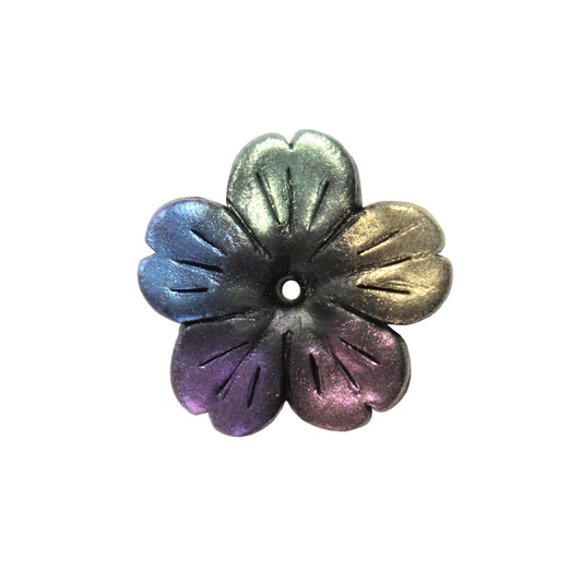 Tree Flower Blossom Bead / black rainbow / handmade polymer clay / 23mm x 23mm