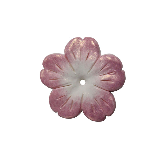 Tree Flower Blossom Bead / white and pink / handmade polymer clay / 23mm x 23mm