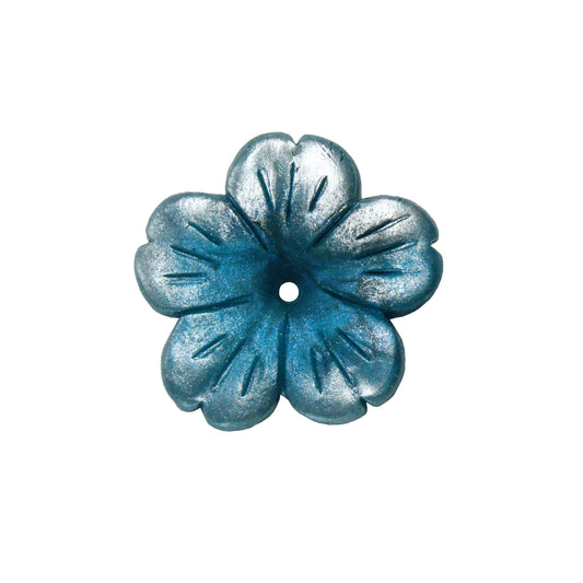 Tree Flower Blossom Bead / winter blue with silver frosting / handmade polymer clay / 23mm x 23mm