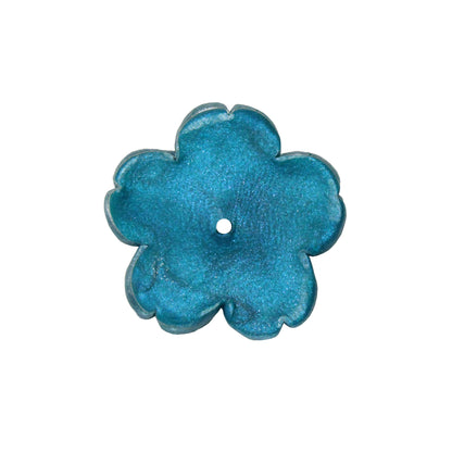 Tree Flower Blossom Bead / winter blue with silver frosting / handmade polymer clay / 23mm x 23mm