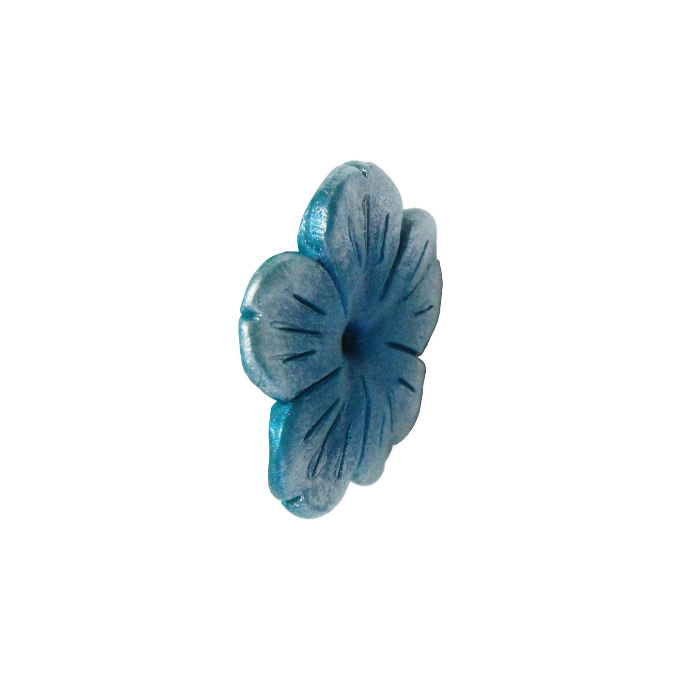 Tree Flower Blossom Bead / winter blue with silver frosting / handmade polymer clay / 23mm x 23mm