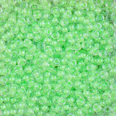 8/0 Luminous Bright Lime Color Lined Miyuki Round Seed Beads