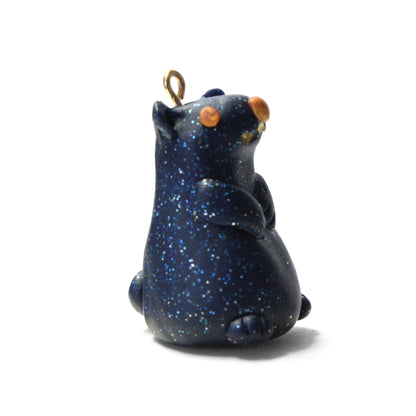 GALAXY HAMSTER Polymer Clay Charm / night blue with glitter / eyelet for attaching jump ring