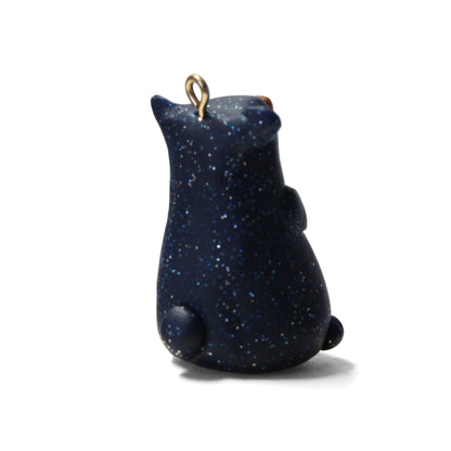 GALAXY HAMSTER Polymer Clay Charm / night blue with glitter / eyelet for attaching jump ring