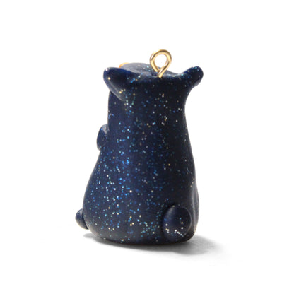 GALAXY HAMSTER Polymer Clay Charm / night blue with glitter / eyelet for attaching jump ring