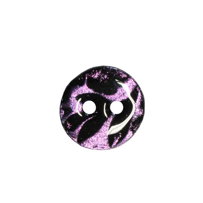 Flora Coin 2 Hole Button / iridescent purple / 16mm diameter / polymer clay / decorative for jewelry