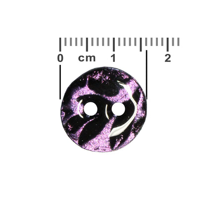 Flora Coin 2 Hole Button / iridescent purple / 16mm diameter / polymer clay / decorative for jewelry