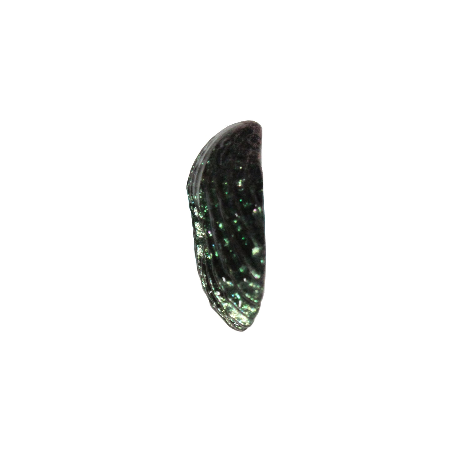 Sea Shell Two Hole Button / iridescent green / 18mm x 20mm / polymer clay / decorative for jewelry