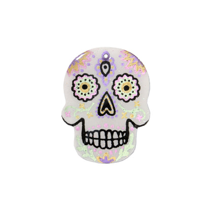 45mm Day of the Dead Skull Polymer Clay Pendant