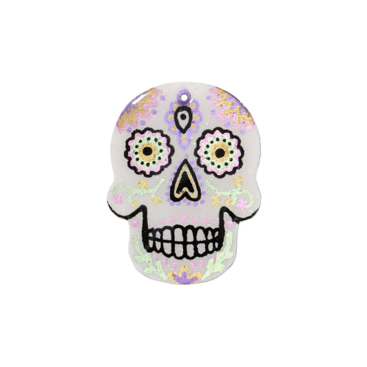 45mm Day of the Dead Skull Polymer Clay Pendant