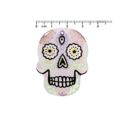 45mm Day of the Dead Skull Polymer Clay Pendant