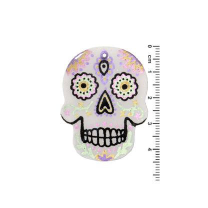45mm Day of the Dead Skull Polymer Clay Pendant
