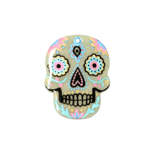 Day of the Dead Skull Pendant – Glow in the Dark Polymer Clay