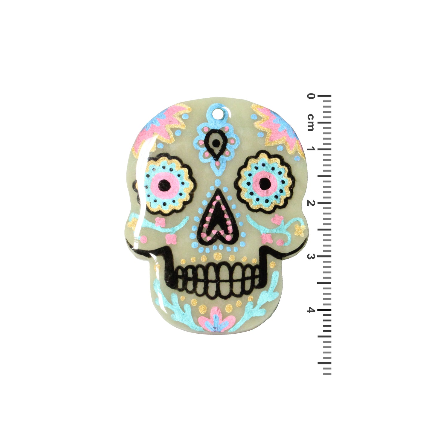 Day of the Dead Skull Pendant – Glow in the Dark Polymer Clay