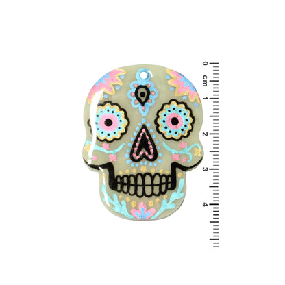 Day of the Dead Skull Pendant – Glow in the Dark Polymer Clay