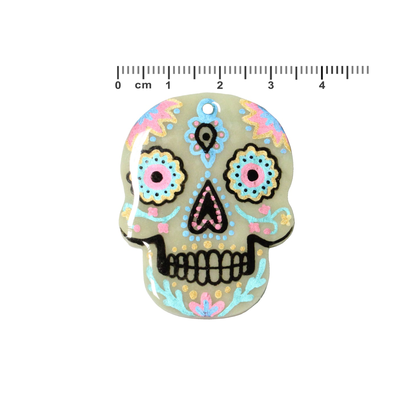 Day of the Dead Skull Pendant – Glow in the Dark Polymer Clay