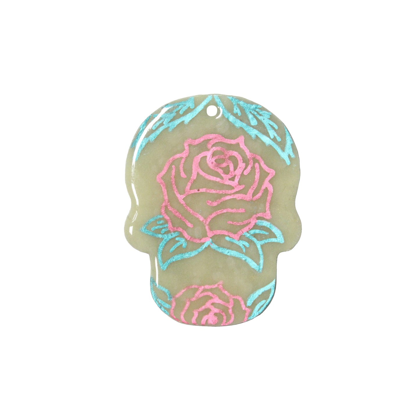 Day of the Dead Skull Pendant – Glow in the Dark Polymer Clay