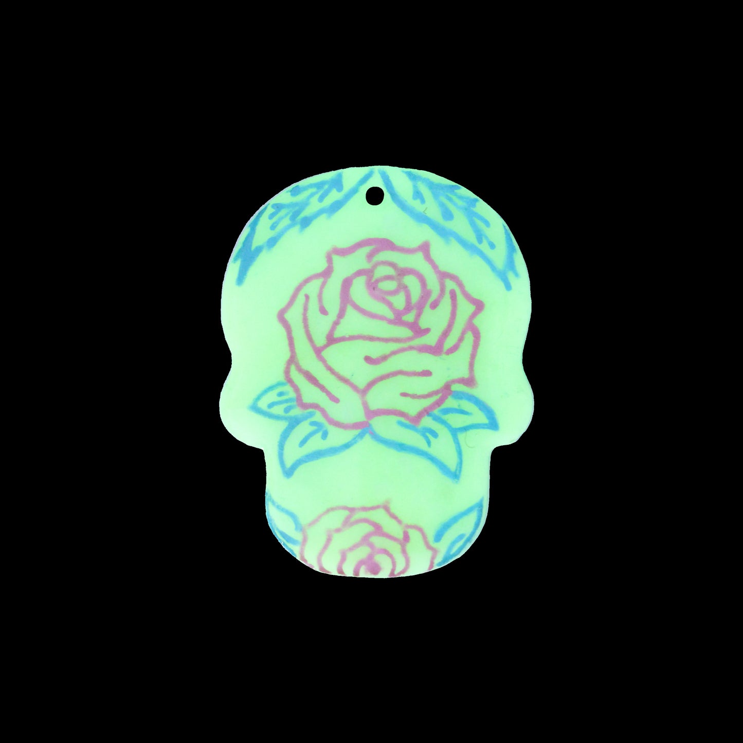 Day of the Dead Skull Pendant – Glow in the Dark Polymer Clay
