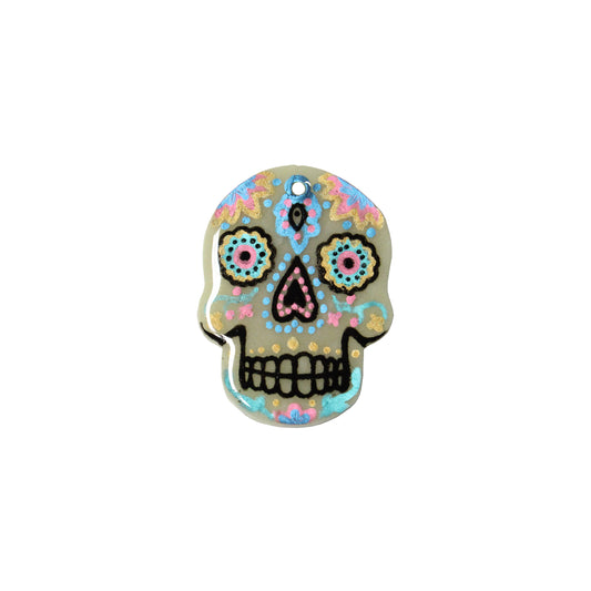 36mm Day of the Dead Skull Charm – Glow in the Dark Polymer Clay