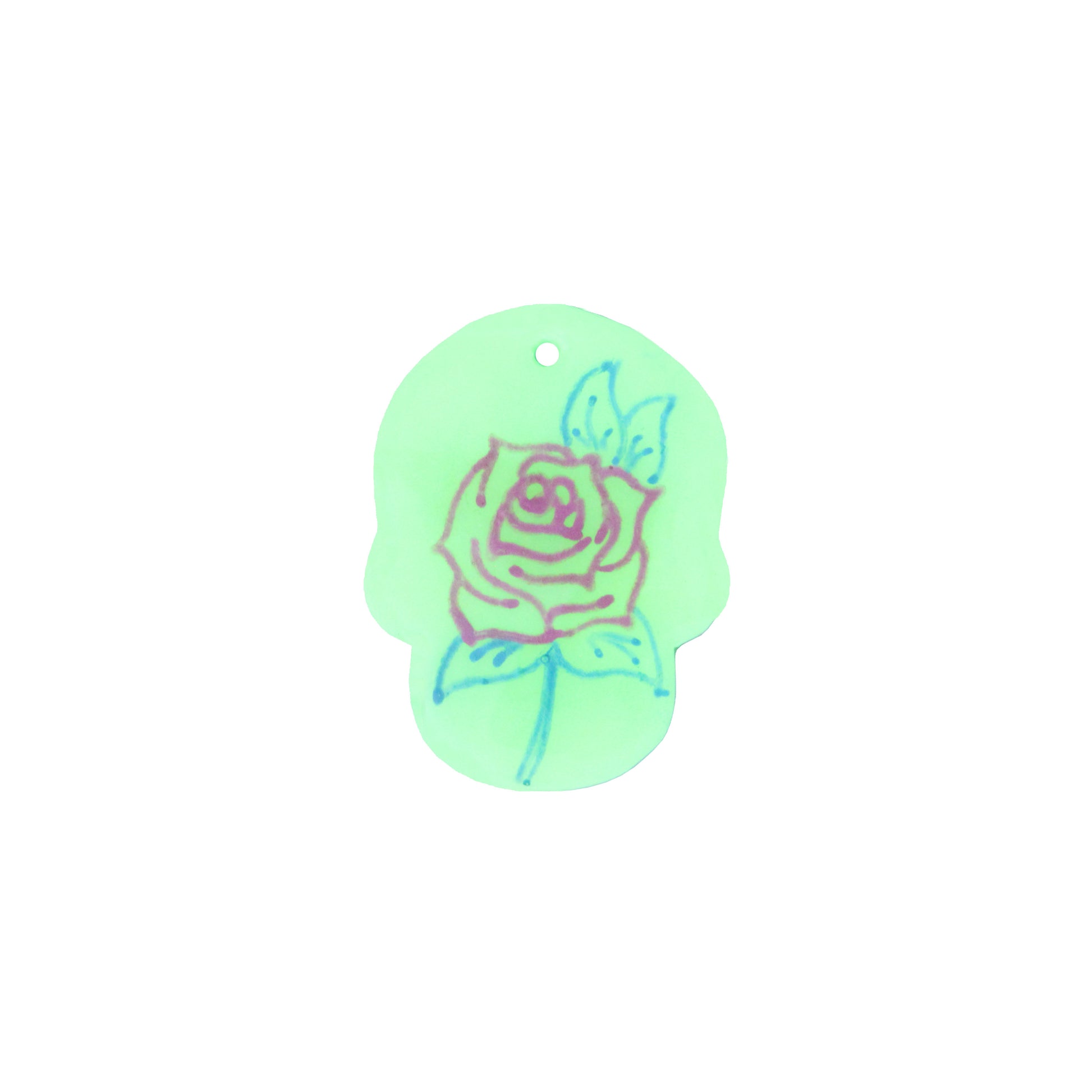 36mm Day of the Dead Skull Charm – Glow in the Dark - Reverse View