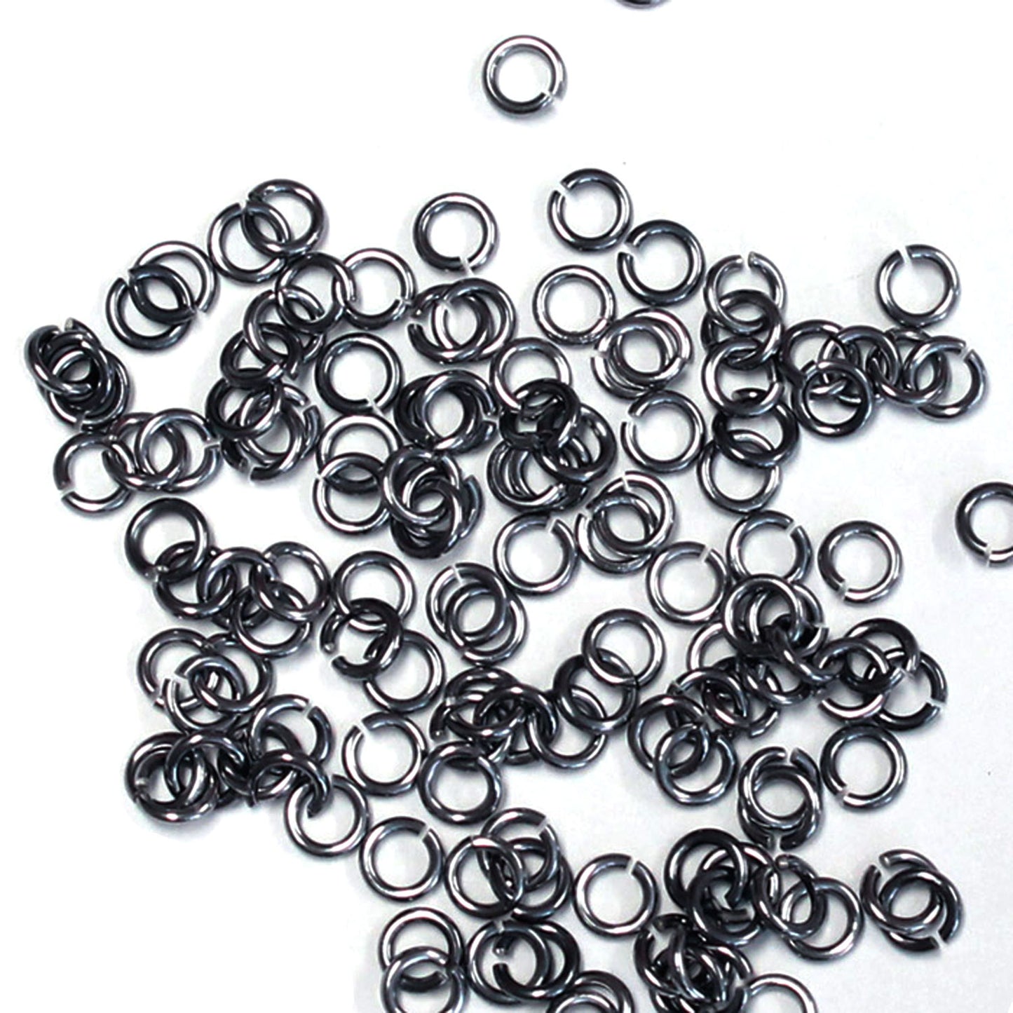 SHINY DARK BLACK ICE / 2.4mm 20 GA Jump Rings / 5 Gram Pack (approx 350) / sawcut round open anodized aluminum