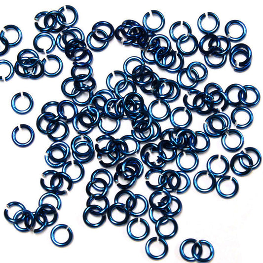 SHINY DARK ROYAL BLUE / 2.4mm 20 GA Jump Rings / 5 Gram Pack (approx 350) / sawcut round open anodized aluminum
