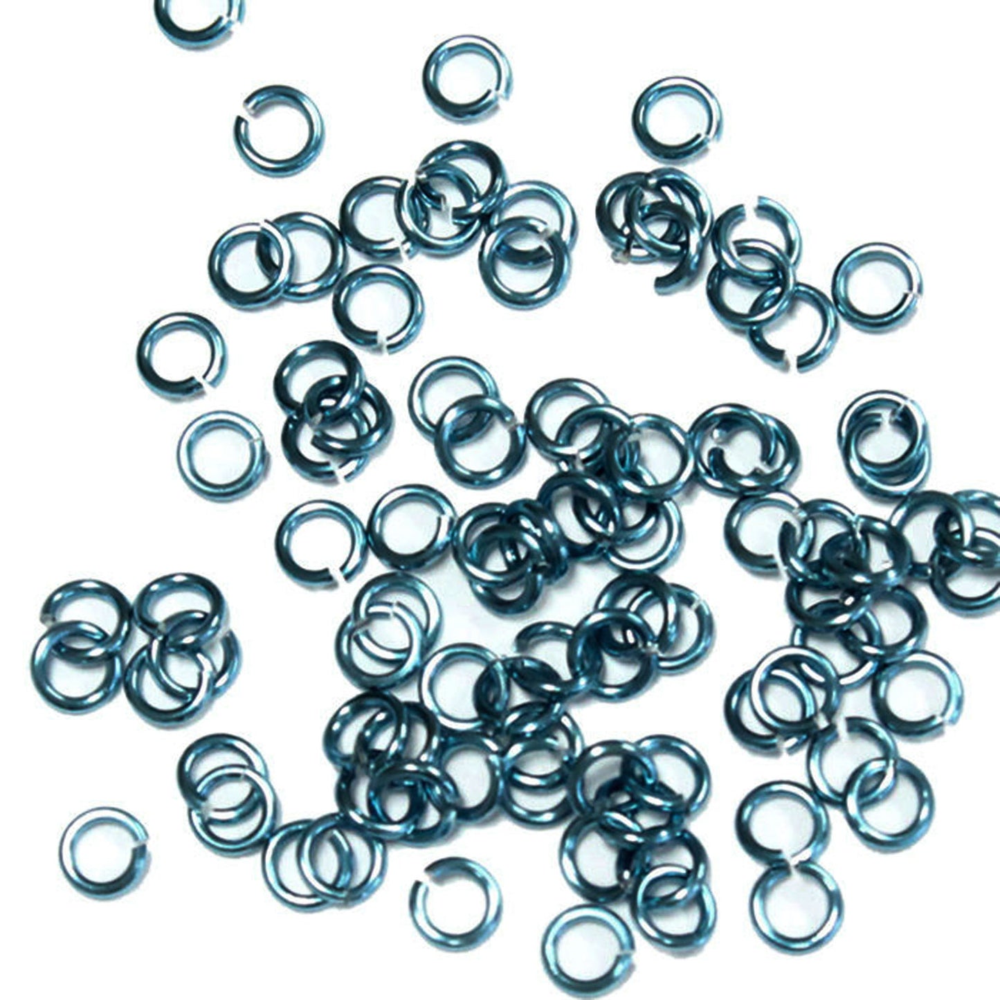 SHINY DARK SKY BLUE / 2.4mm 20 GA Jump Rings / 5 Gram Pack (approx 350) / sawcut round open anodized aluminum
