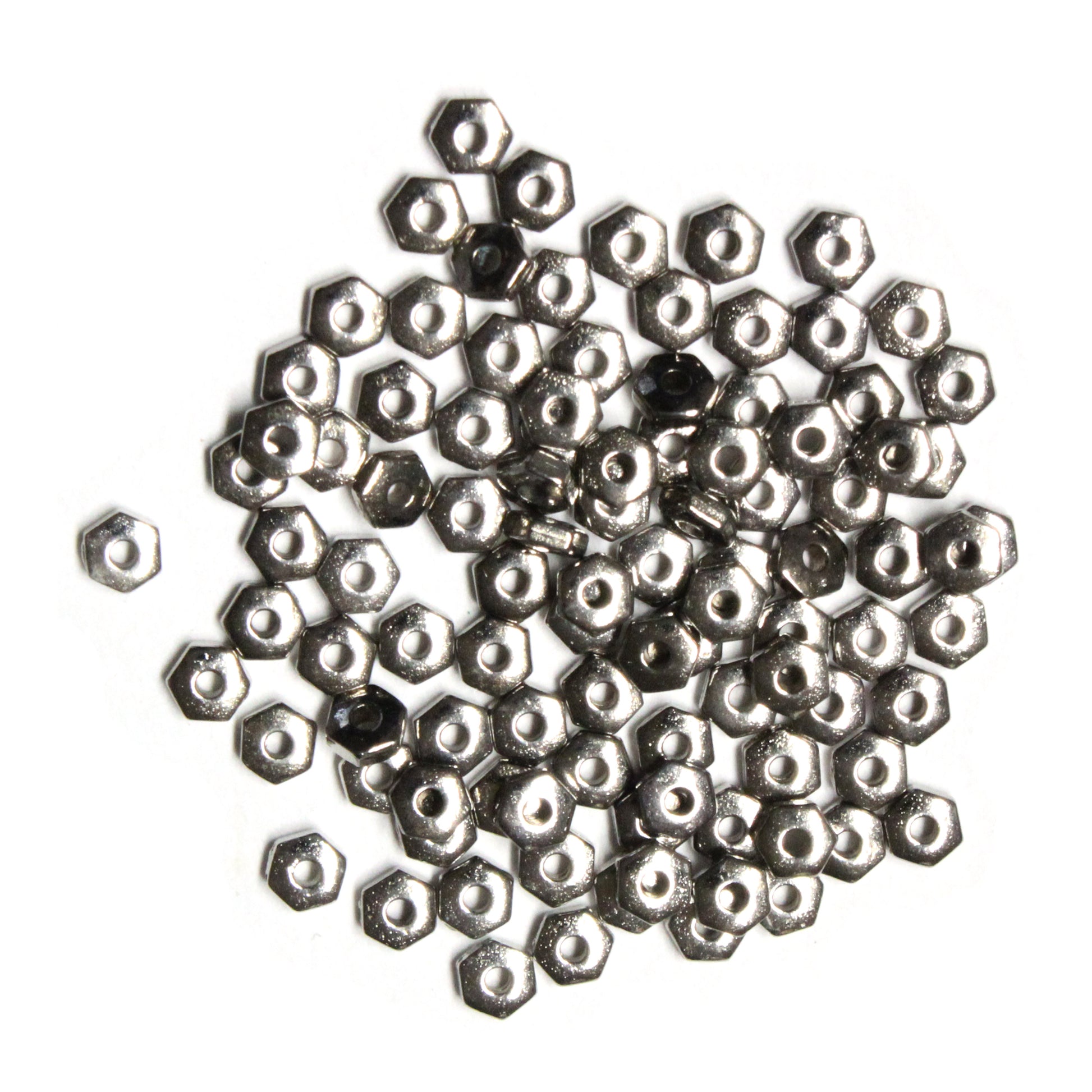 TierraCast 4mm Hex Heishi Spacer Bead / pewter with a white bronze finish / 100 Bead Pack