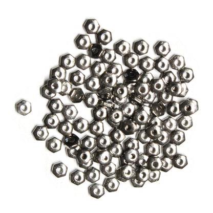 TierraCast 4mm Hex Heishi Spacer Bead / pewter with a white bronze finish / 100 Bead Pack