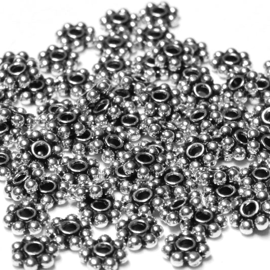 TierraCast 5mm Beaded Daisy Spacer Bead / pewter with antique silver finish