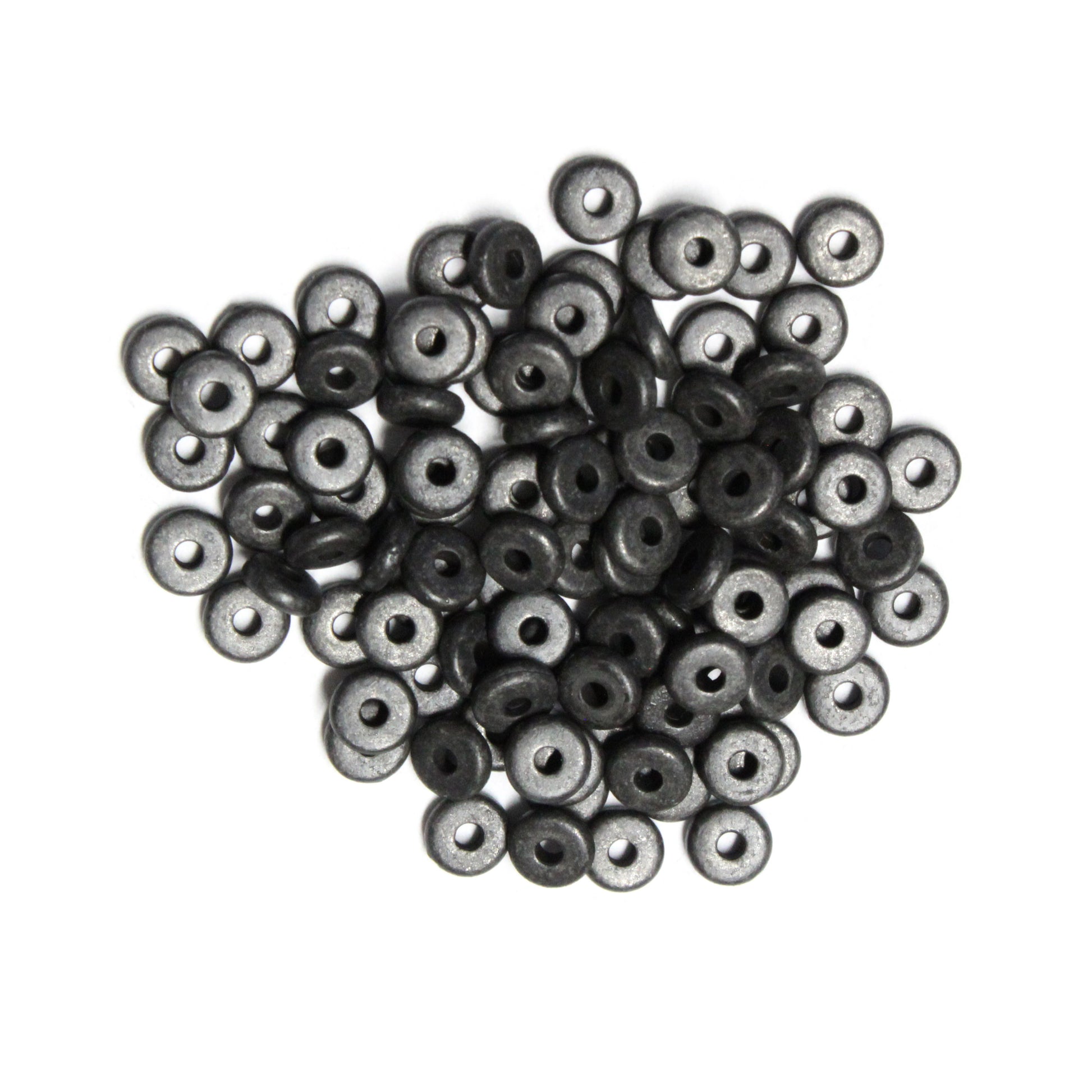 TierraCast 5mm Disk Heishi Spacer Bead / pewter with a black finish / 100 Bead Pack