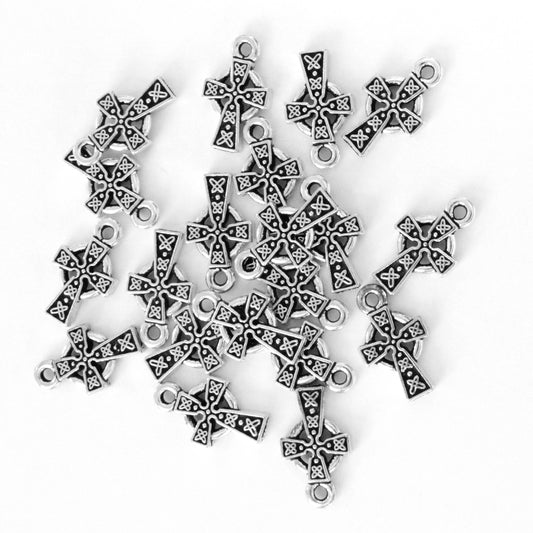 TierraCast Celtic Cross Charms / 20 Pack / pewter with antique silver finish