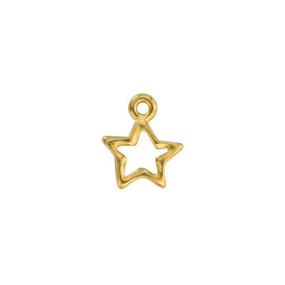 TierraCast Open Star Charm / 6 Pack / plated pewter with a bright gold finish