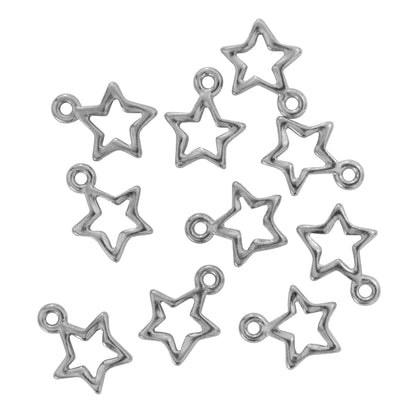 TierraCast Open Star Charm / 10 Pack / plated pewter with a white bronze finish