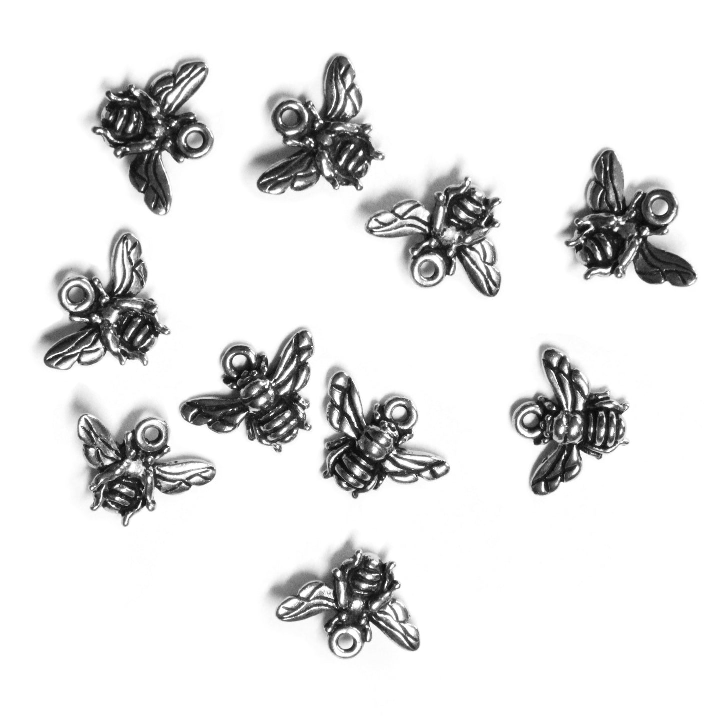 TierraCast Honeybee Charm / 10 Pack / pewter with antique silver finish