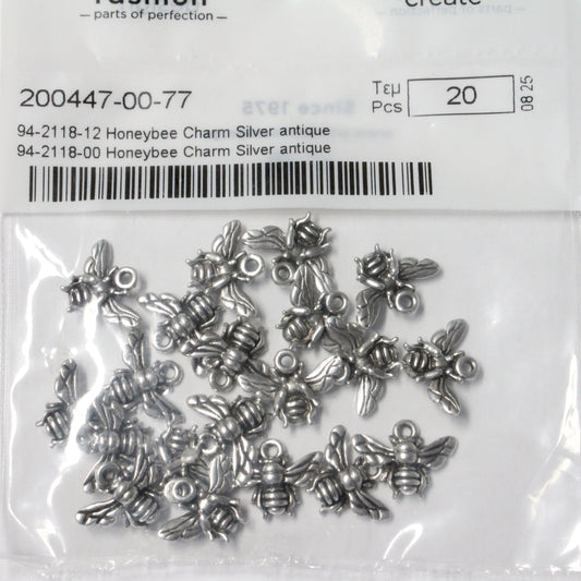 TierraCast Honeybee Charm / pewter with antique silver finish  / 94-2118-12