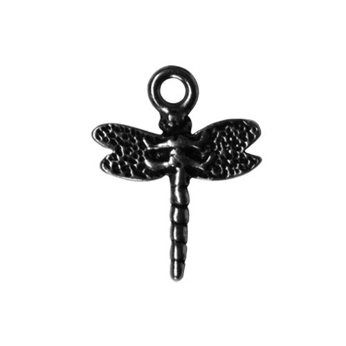 TierraCast 20mm Dragonfly Charm / pewter with a black finish / reverse view