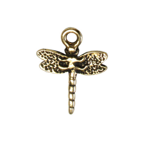 TierraCast 20mm Dragonfly Charm / 10 Pack / pewter with an antique gold finish