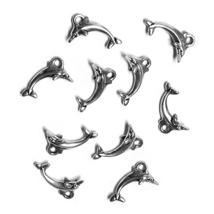 TierraCast Dolphin Charm / 10 Pack / pewter with antique silver finish