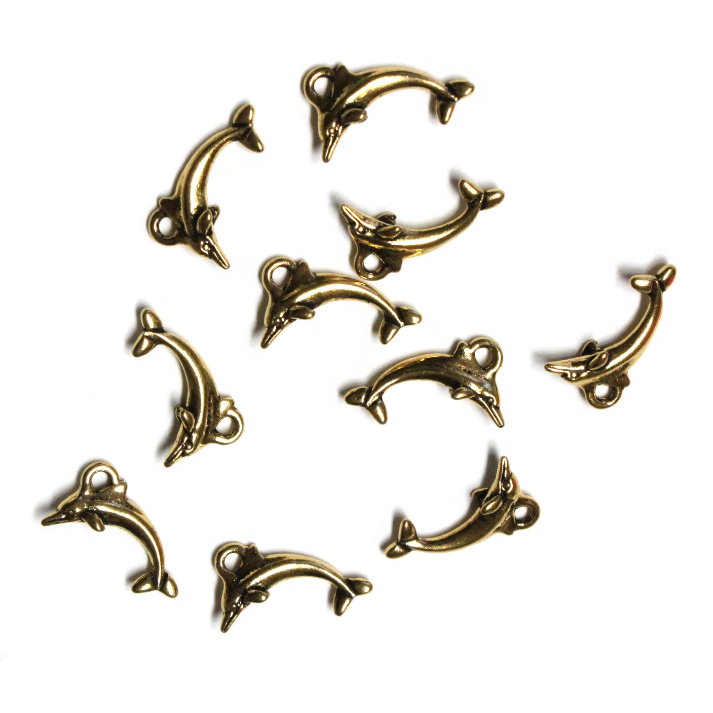 TierraCast Dolphin Charm / 10 Pack / pewter with antique gold finish