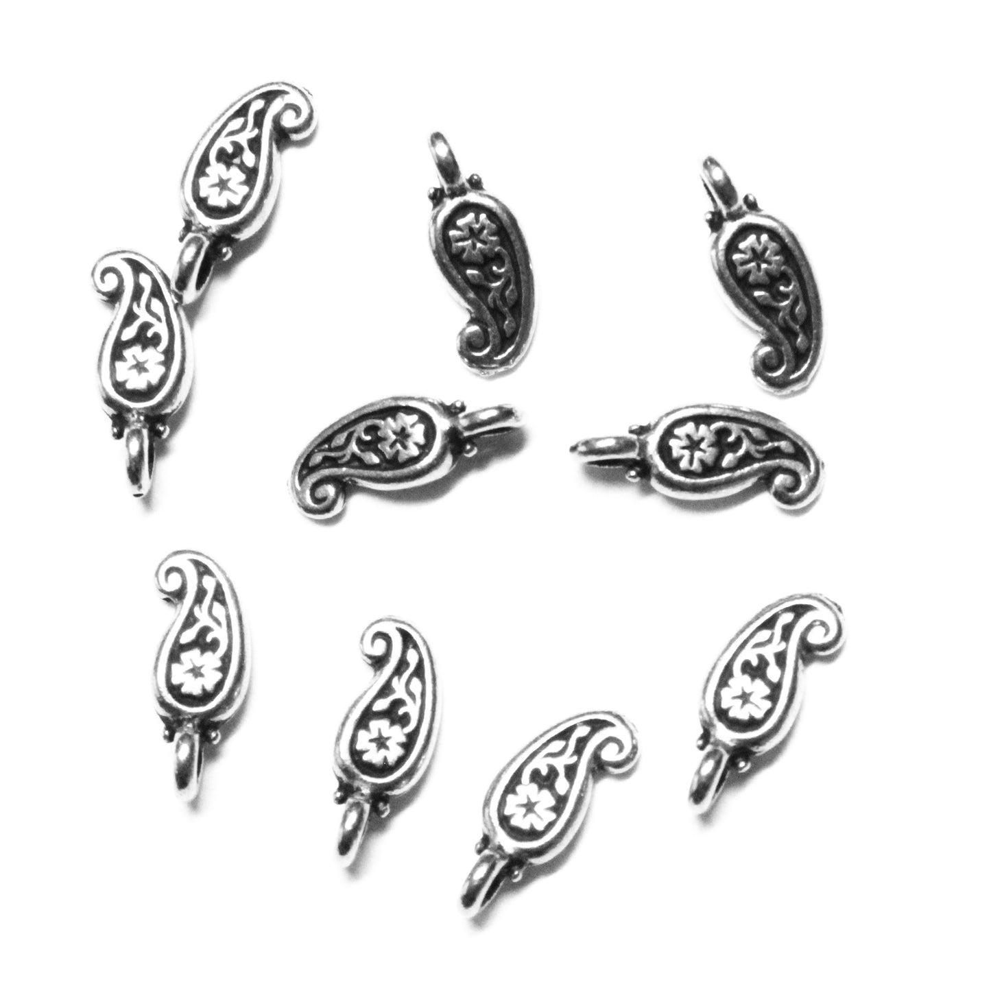 TierraCast Paisley Charm / 10 Pack / pewter with antique silver finish