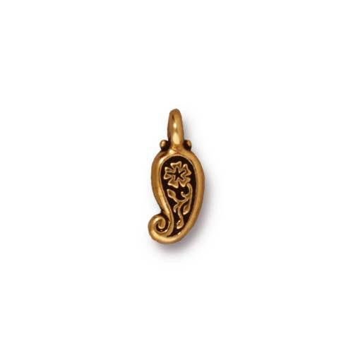 TierraCast Paisley Charm / pewter with antique gold finish / 94-2171-26