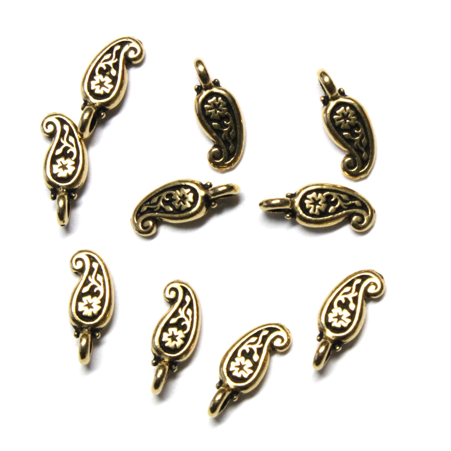 TierraCast Paisley Charm / 10 Pack / pewter with antique gold finish