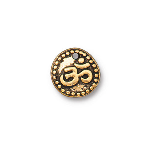 TierraCast OM Coin Charm / pewter with antique gold finish