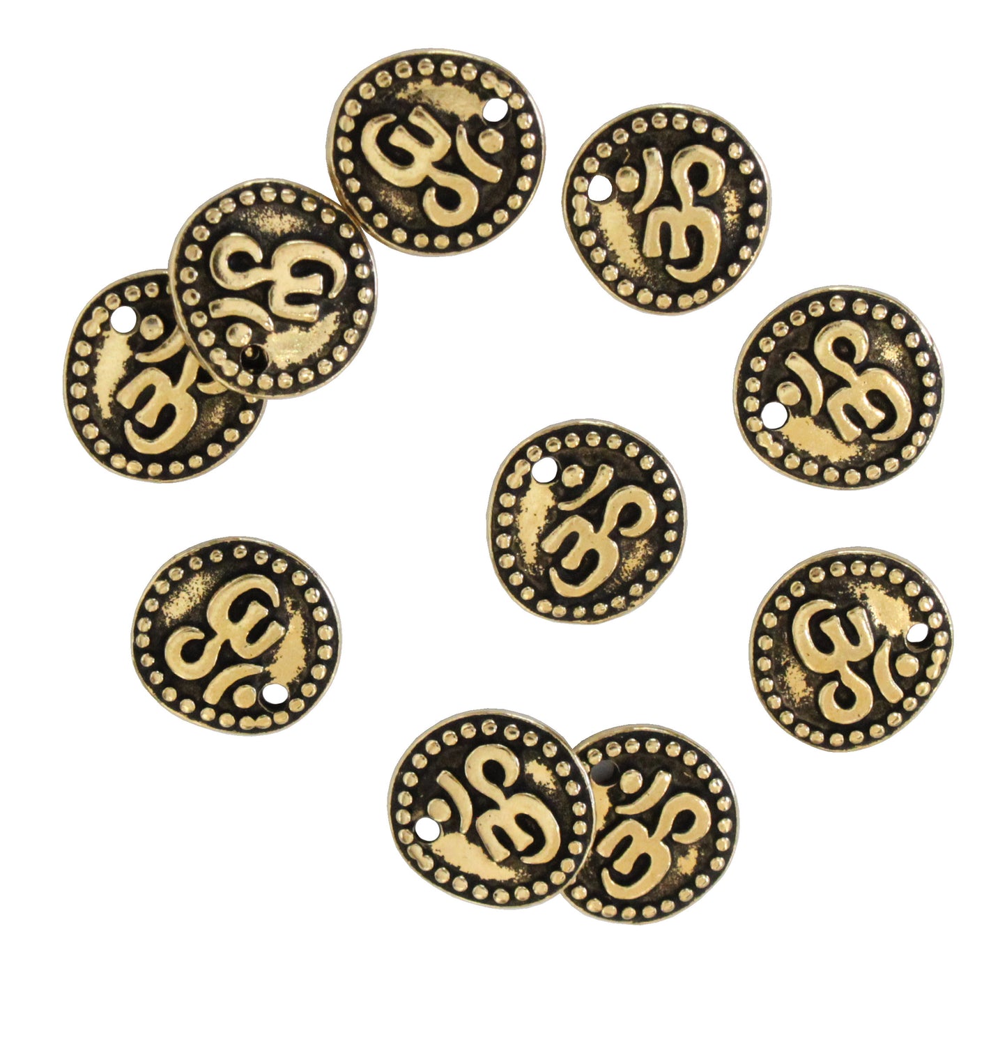 Om Coins with antiqued gold finish